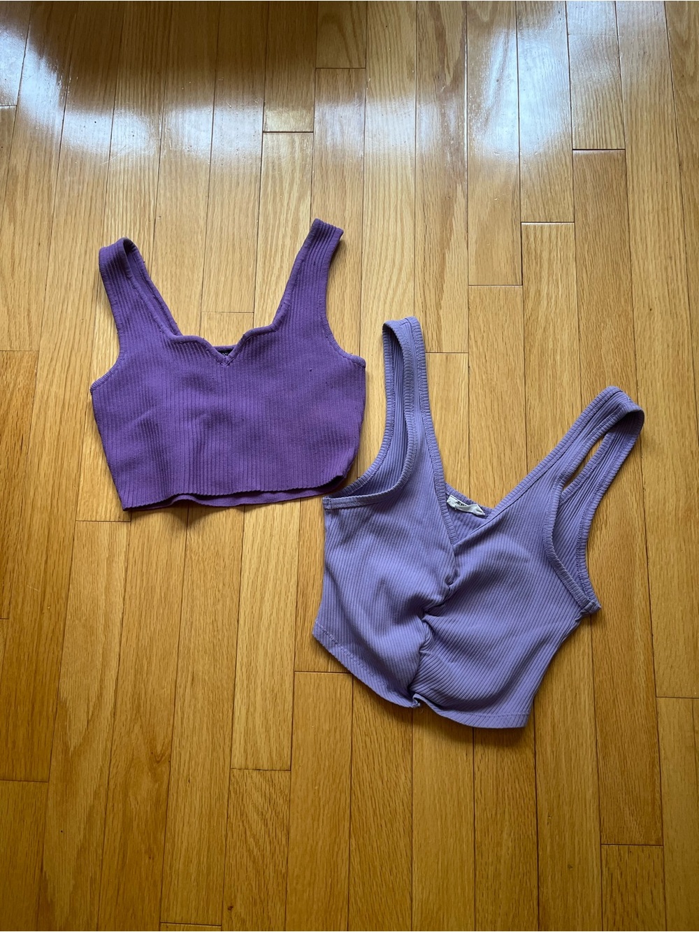 BUNDLE- Ribbed V-Neck Crop Tank Top - Purple